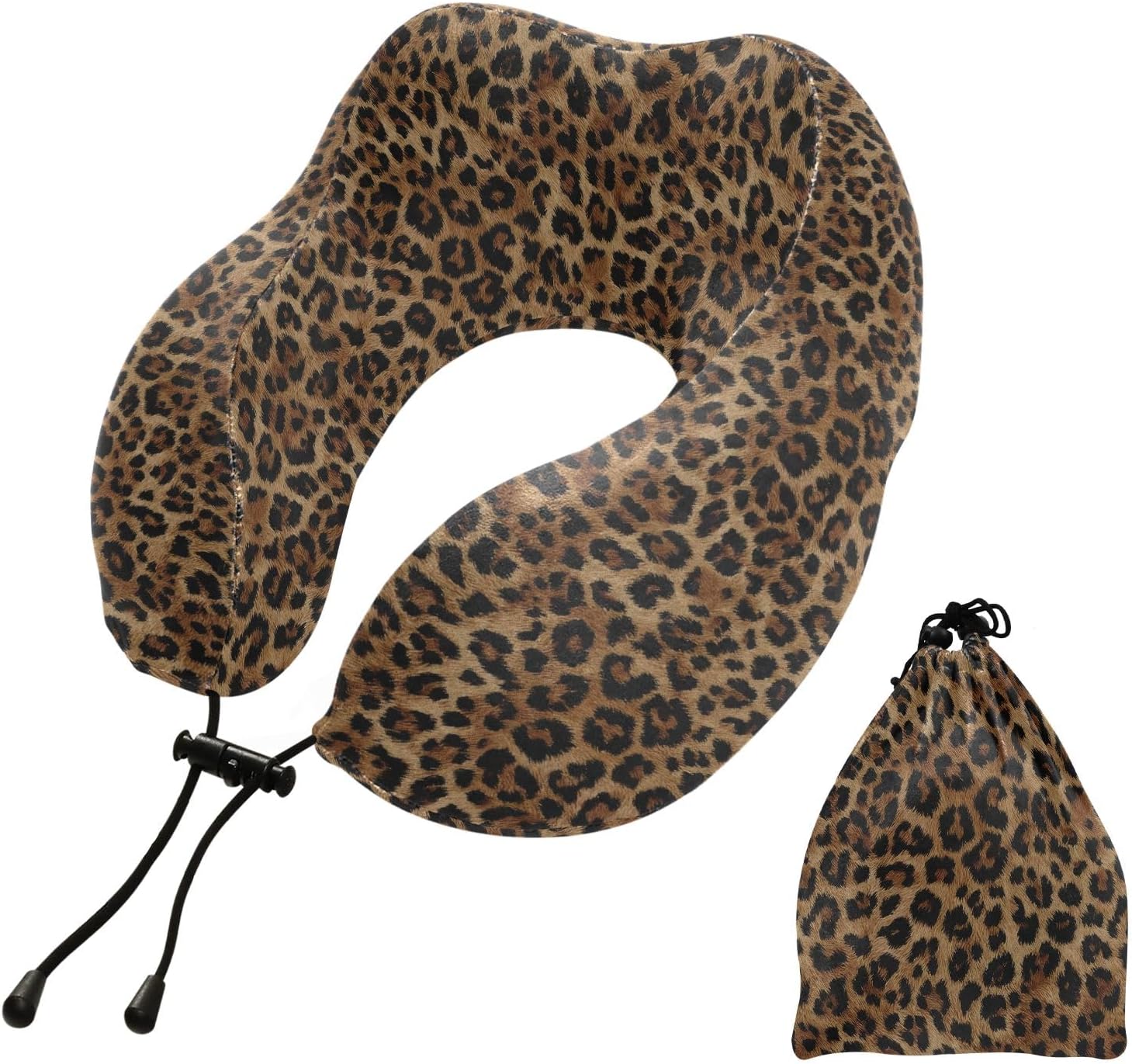 ALAZA Neck Travel Pillow for Sleeping Airplanes Memory Foam Portable Cheetah Leopard Print Animal Soft Washable Cover Neck Support Pillows