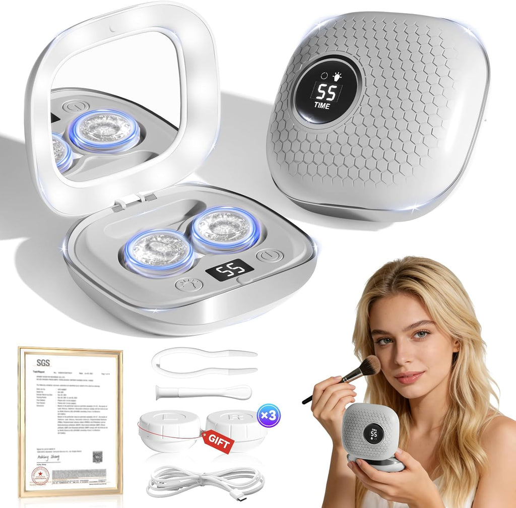 Pro 3.0 Portable Ultrasonic Contact Lens Cleaner【Rechargeable】【50KHz Germany Super Motor】【Top1 Intelligent Chip-Smart Modes】Gentle Cleaning & 99% Brightness, Soft Contact Lens Tools Home Travel (Grey)