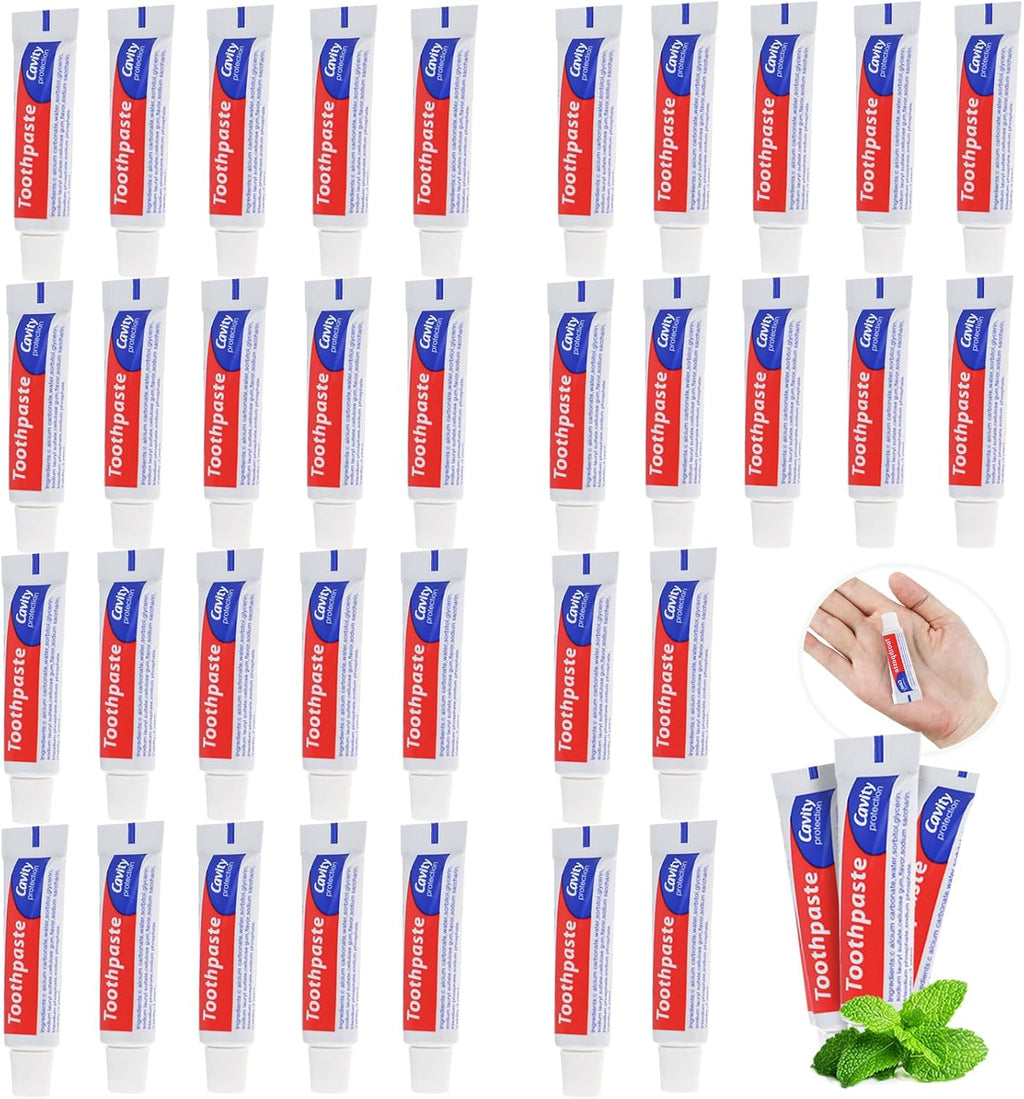 100 Tubes Bulk Travel Size Toothpaste,0.176 oz Extra Small Toothpastes Travel Size Bulk Mint Mini Disposable Toothpaste for Hotel,Guests,Homeless,Charity(Too Small, Only Good for Single Use)