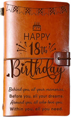 PRSTENLY 18th Birthday Gifts for Girls, 140 Page Refillable Leather Journal Gifts for 18 Year Old Girl, 18 Year Old Girl Birthday Gifts for Her Daughter Sisters Friends Bestie Granddaughter Niece
