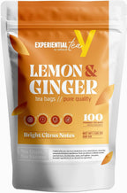 Yellow.fit Ginger Lemon Herbal Tea Bags – 1500mg Loose Leaf Tea Bags, Caffeine-Free Herbal Tea with Ginger Root & Lemon Peel, Plant-Based Tea Bags, 100 Count