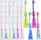 Gerrii Kids Toothbrushes Bulk Soft Lovely Little Kangaroo with Covers Suction Cup Individually Wrapped for Children Toddler Home School Camp Daycare Travel(24 Pcs)