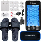 TechCare Plus 24-Mode TENS & EMS Dual-Channel Muscle Stimulator – Rechargeable Pain Relief Set with Massage Belt, Reflexology Shoes, Magnetic Therapy, Timer