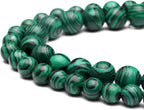 Youngbling Natural Gemstone Beads for Jewelry Making,10mm Green Malachite Polished Round Smooth Stone Beads for Bracelet Necklace 15 Inch