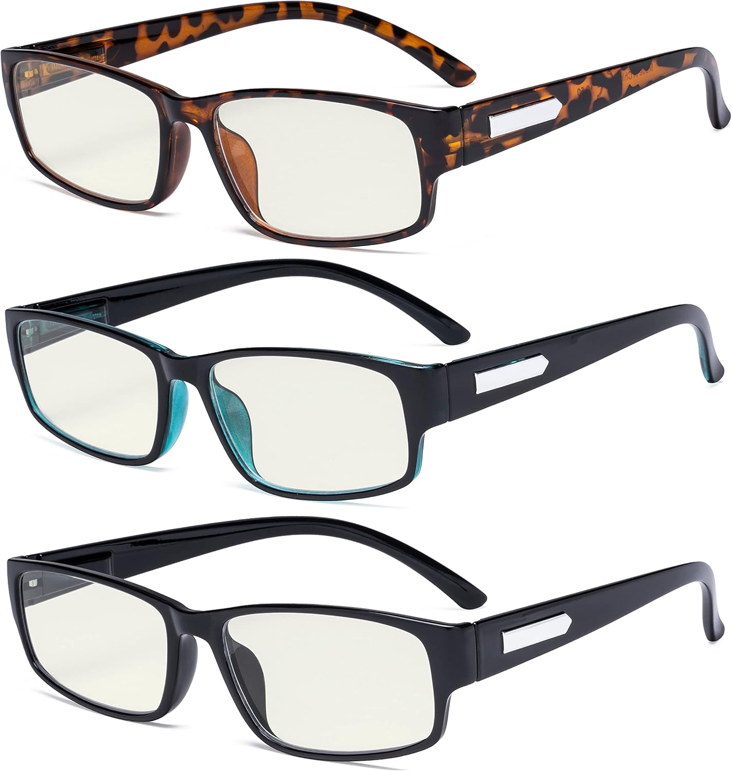 Eyekepper 3 Pack Blue Light Filter Glasses Men - Computer Screen Reading Glasses Blocking Digital Glare +2.00