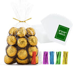 100PCS Thick Cellophane Treat Bag 6x10 Inches Clear Cellophane Gift Bags with Twist Ties Clear Party Favor Bag for Cookie Candy Goodie Bakery Packaging Favor