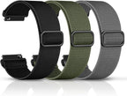 DaQin 3 Pack Nylon Watch Bands Compatible with 16mm 18mm 20mm 22mm Quick Release Watch Band, Adjustable Soft Stretchy Solo Loop Strap Elastic Braided Relacement Wristband for Men Women