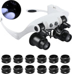 Hands Free Head Magnifying Glasses, Magnifier with Light, 1X, 2X, 3X, 5X, 6X, 8X, Ideal for Jewelry, Eyelash Extensions, Soldering, Craft, Cross Stitch