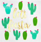 Juvale Fiesta Cocktail Napkins - 5 x 5 In, 3-Ply Paper, Gold Foil, 50 Count, Let's Fiesta Style - Cactus & Taco Party - Tequila & Mexican Theme Napkins