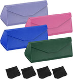 PATIKIL Foldable Glasses Case, Triangle Magnetic PU Leather Hard Eyeglass Cases for Women Man