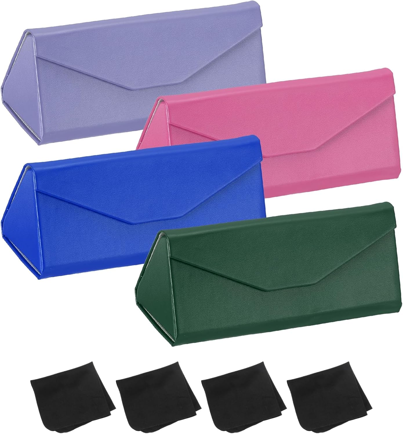 PATIKIL Foldable Glasses Case, Triangle Magnetic PU Leather Hard Eyeglass Cases for Women Man
