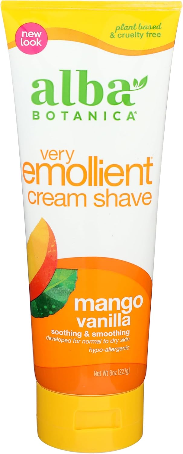 Alba Botanica Very Emollient Cream Shave, Mango Vanilla, 8 Oz