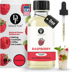 Dolce Flav Natural Raspberry Extract 2 oz – Kosher, Sugar-Free, Concentrated Tart Raspberry Flavoring for Baking, Beverages & Desserts, Includes Measured Dropper