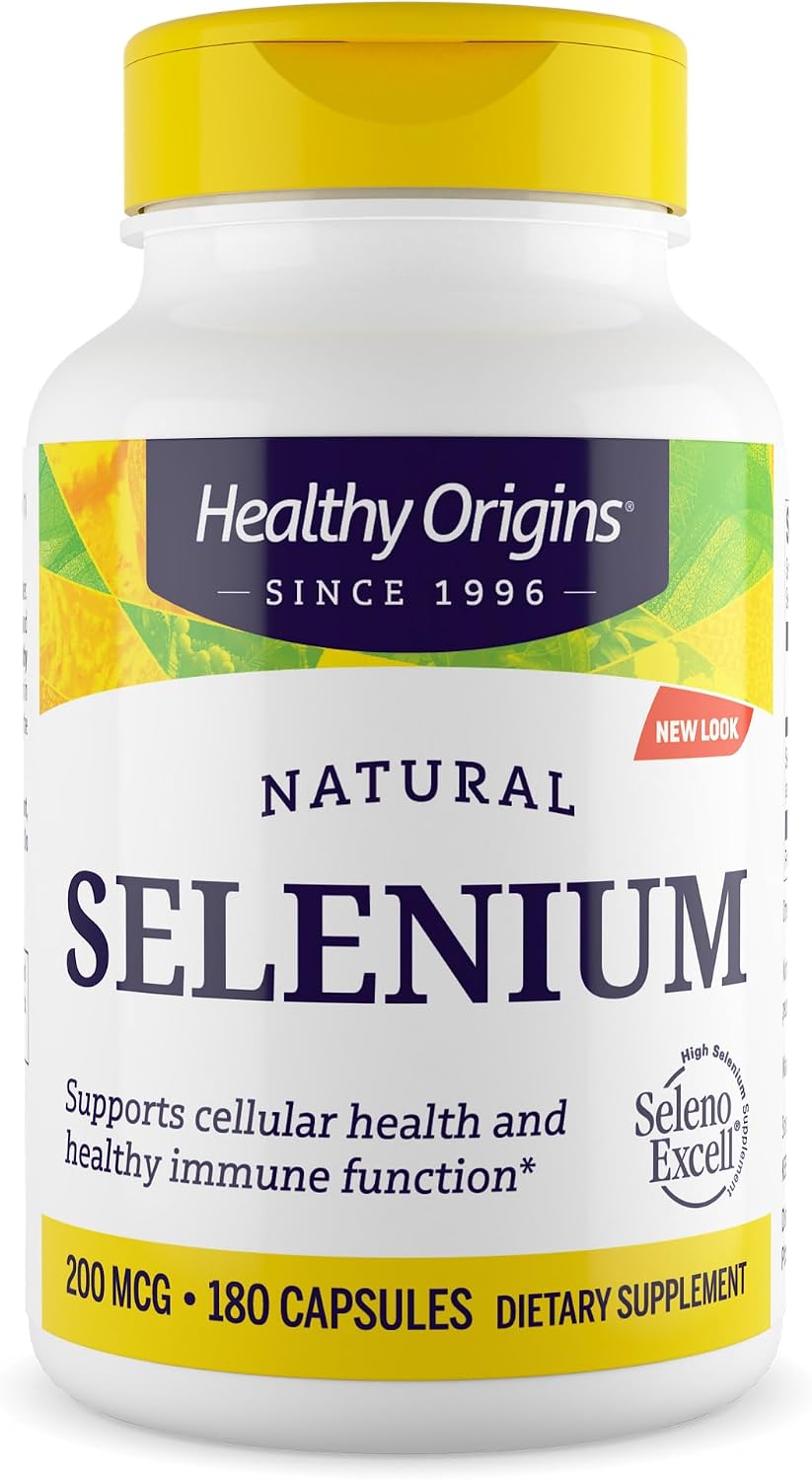 Healthy Origins Selenium 200 mcg, 180 Capsules - SelenoExcell High Bioavailability Organically Bound Fermented Selenium - Supports Immune System Function, Thyroid Health & Healthy Cellular Support
