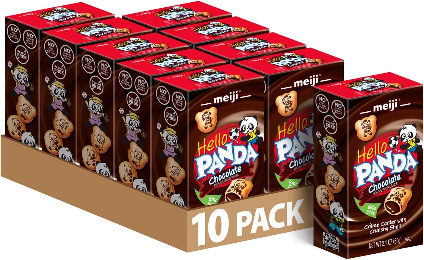 Meiji Hello Panda Cookie, Chocolate, 2.1 Ounce (Pack of 10)