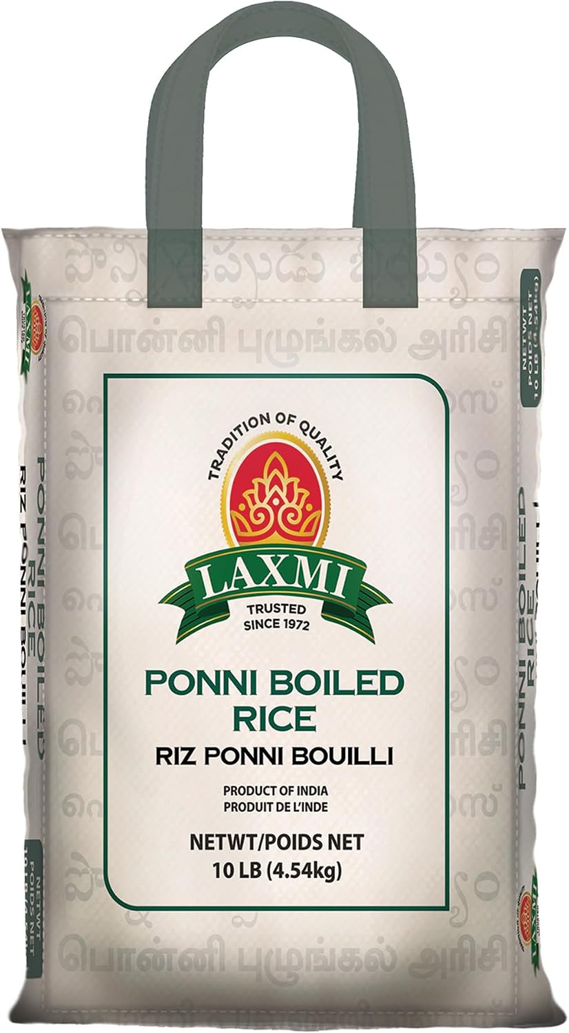 Laxmi All-Natural Ponni Boiled (Like Gold) Rice, 10lb Bag