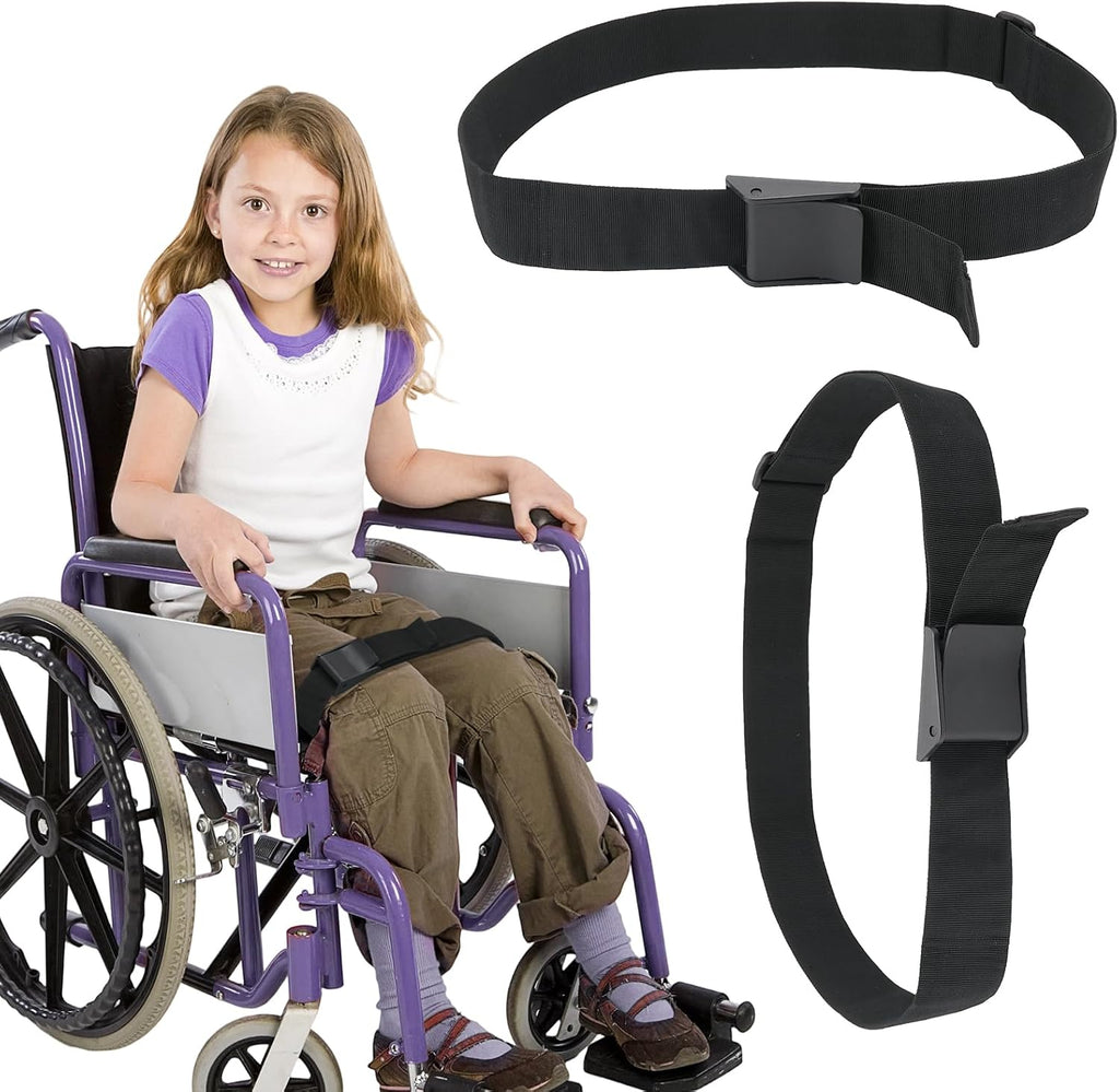 Wheelchair Thigh Strap 2 Pack, Adjustable Leg Strap for Wheelchair Keeping Legs Together for Wheelchair Users, Wheelchair Leg Support Strap for Elderly Dementia Paralysis Parkinson's Legs Spasm