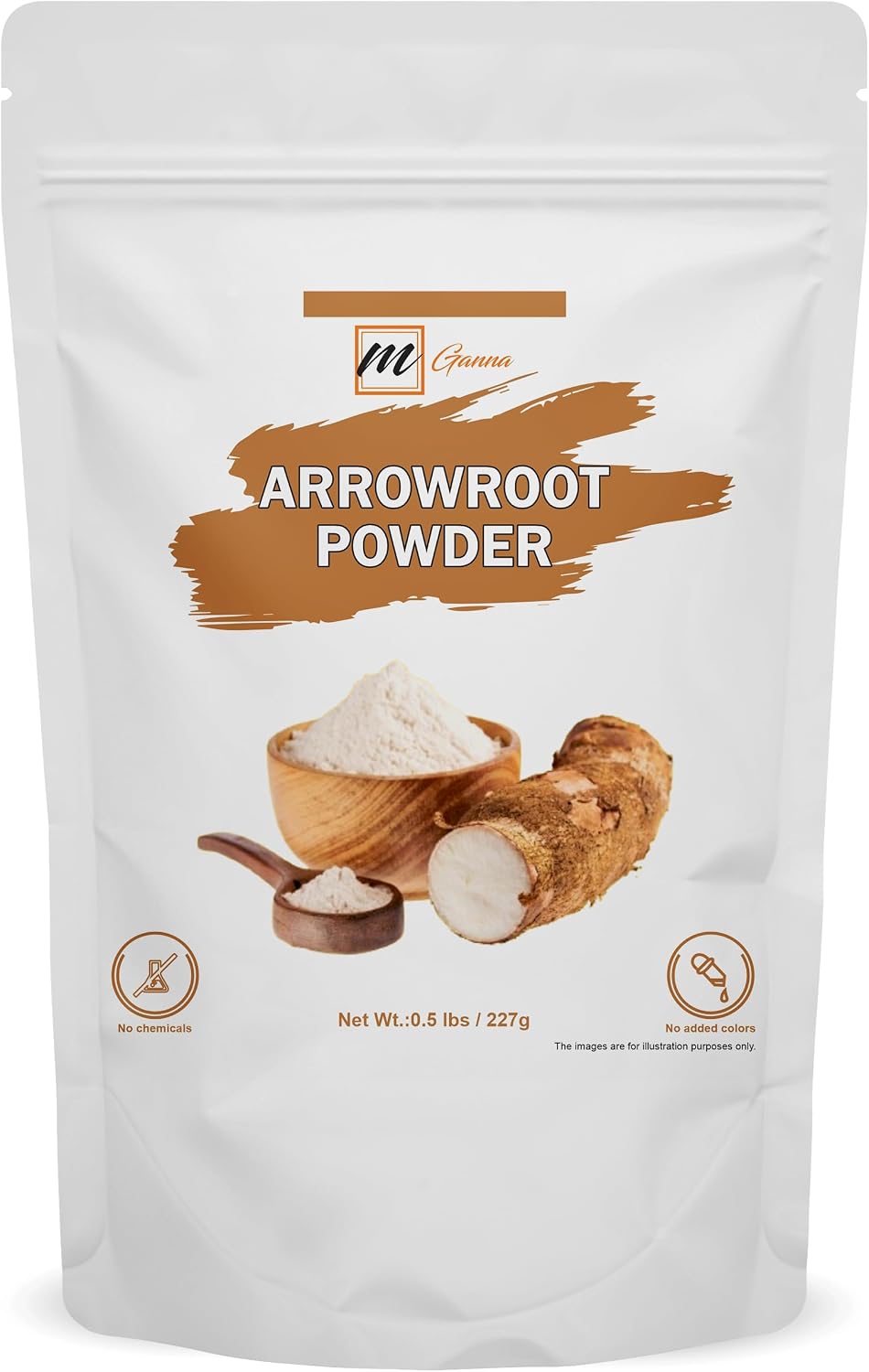 mGanna 100% Natural Arrowroot Powder 227 g / 0.5 lbs for Baking and Food Recipes (Maranta arundinacea)