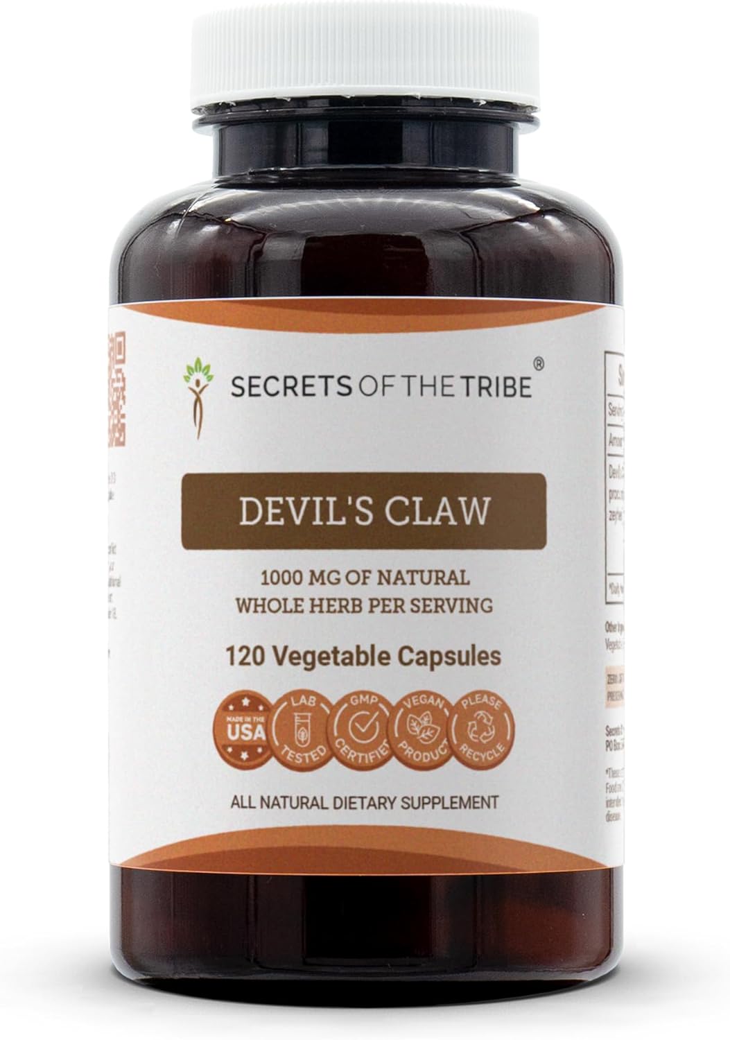 Secrets of the Tribe Devil's Claw 120 Capsules, 1000 mg, Devil's Claw (Harpagophytum Procumbens) Dried Root (120 Capsules)