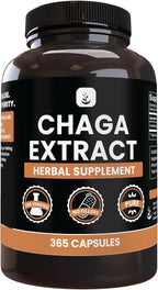 PURE ORIGINAL INGREDIENTS Chaga Mushroom Extract (365 Capsules) No Magnesium Or Rice Fillers, Always Pure, Lab Verified