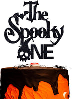 Black Glitter the Spooky One Cake Topper, Spooky One/A Little Boo is One/Boo One, Halloween Boo Themed Baby's Birthday 1st Birthday Baby Shower Party Decorations