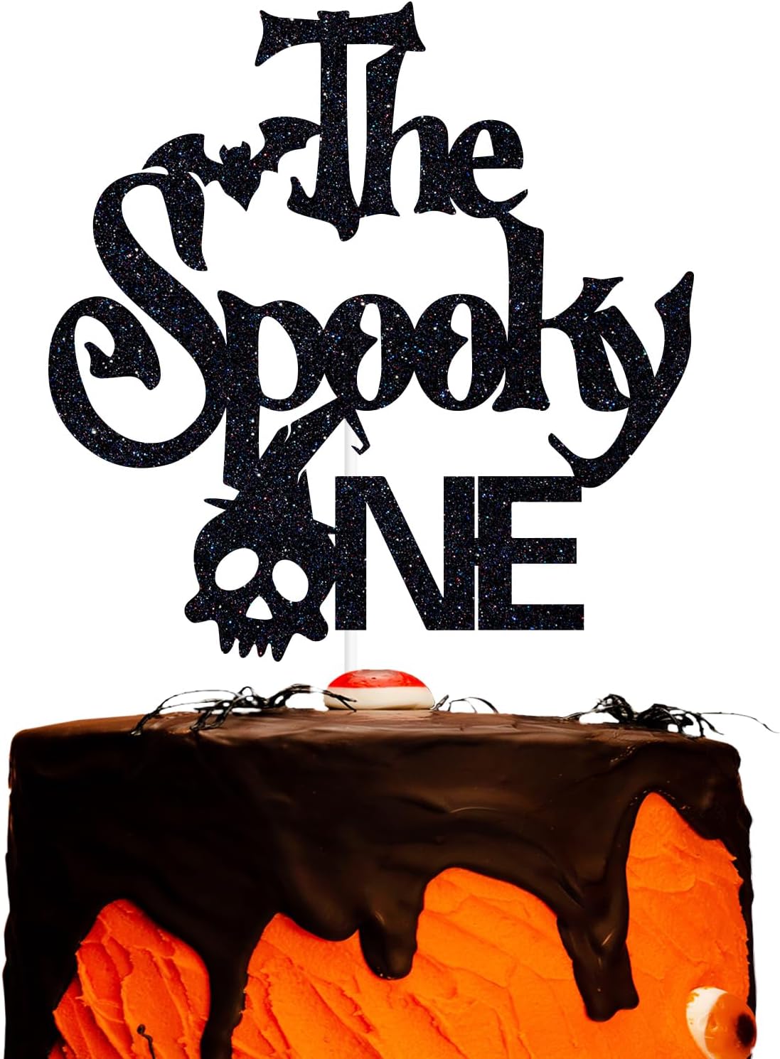Black Glitter the Spooky One Cake Topper, Spooky One/A Little Boo is One/Boo One, Halloween Boo Themed Baby's Birthday 1st Birthday Baby Shower Party Decorations