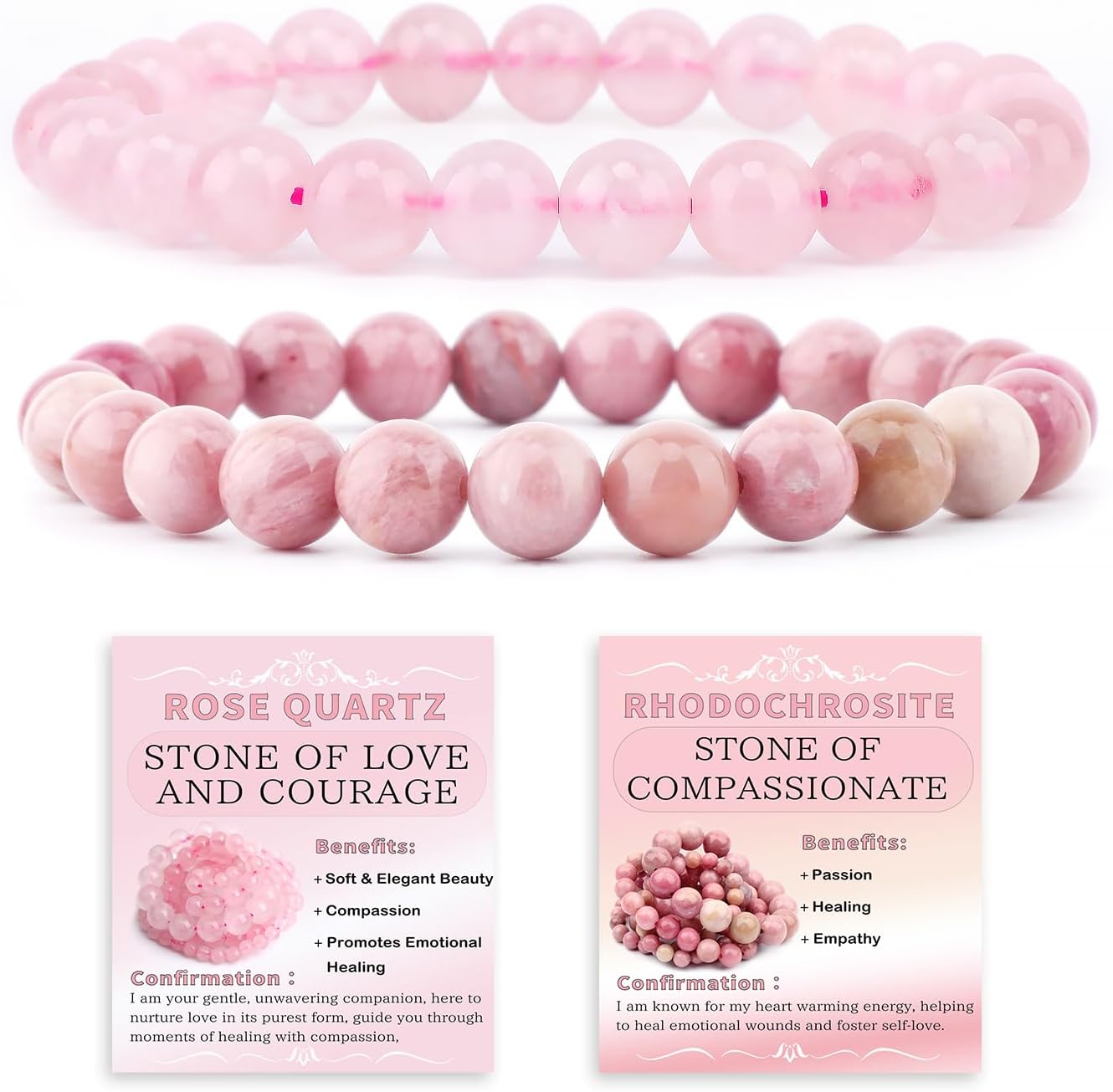 NCB 2.3-Piece 4mm Natural Crystal Gemstone Stretch Bracelets – Handmade Reiki Energy Healing Jewelry for Meditation,Yoga, Unisex