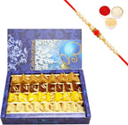 Ghasitaram Gifts Rakhi Gifts for Brothers Rakhi Sweets - Assorted Mawa Barfis (800 GMS) with Beads Rakhi