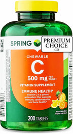 Spring Valley Vitamin C 500 mg, 200 Chewable Tablets Tropical Fruit Flavor, Immune Support Dietary Supplement