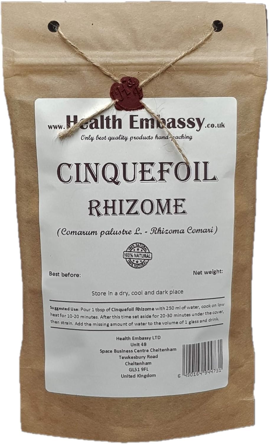 Health Embassy | Cinquefoil Rhizome | Comarum palustre L | Herbal Tea (100g)