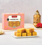SAKKARE Mysore Pak 200 gm Sweets Mithai Box Special Pure Ghee Mysore Pak Soft Melt in Mouth, Gift Box for Any Occasion| Mouth Watering Authentic Festive Delight | Classic Indian Desserts