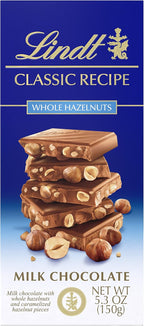 Lindt CLASSIC RECIPE Whole Hazelnut Milk Chocolate Candy Bar, Milk Chocolate Candy, 5.3 oz.
