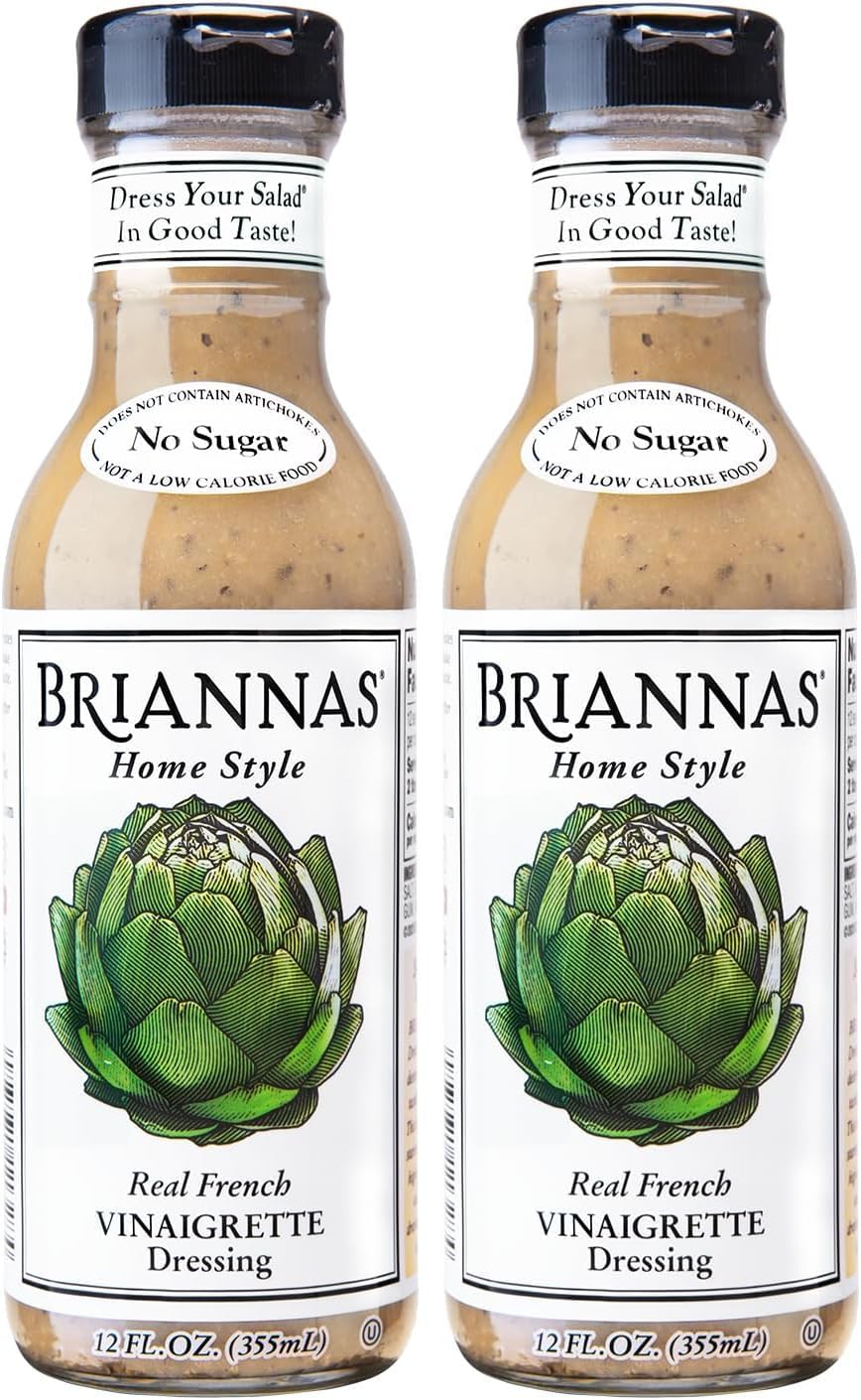 BRIANNAS - Home Style Real French Vinaigrette Dressing – Fine Salad Dressing made with Premium Ingredients - Gluten Free, Kosher, No Sugar, & Vegan Dressing - 12 oz. Bottle (Pack of 2)