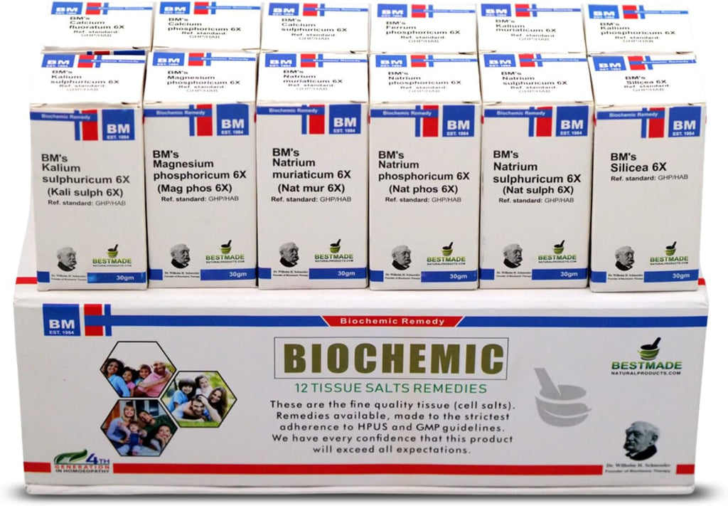 Economy Pack Tissue Cell Salt Kit, All 12 Schussler Cell Salts with Easy to Use Remedy Chart - Boosts the Immune System and Provides Vital Cellular Nutrition, 12 Bottles, 350 Pellets Each | Bestmade