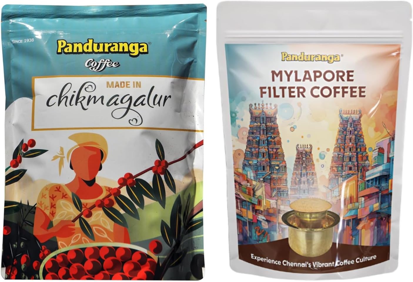 Panduranga Coffee | Made in Chikmagalur + Mylapore Filter coffee combo 500g (Pack of 2)