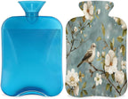 Elegant Cute Bird Flower Hot Water Bottle with Cover 2L Large Hot Water Bag for Menstrual Cramps, Neck and Shoulder Pain Relief, Hot Cold Therapy, Hand Feet Warmer