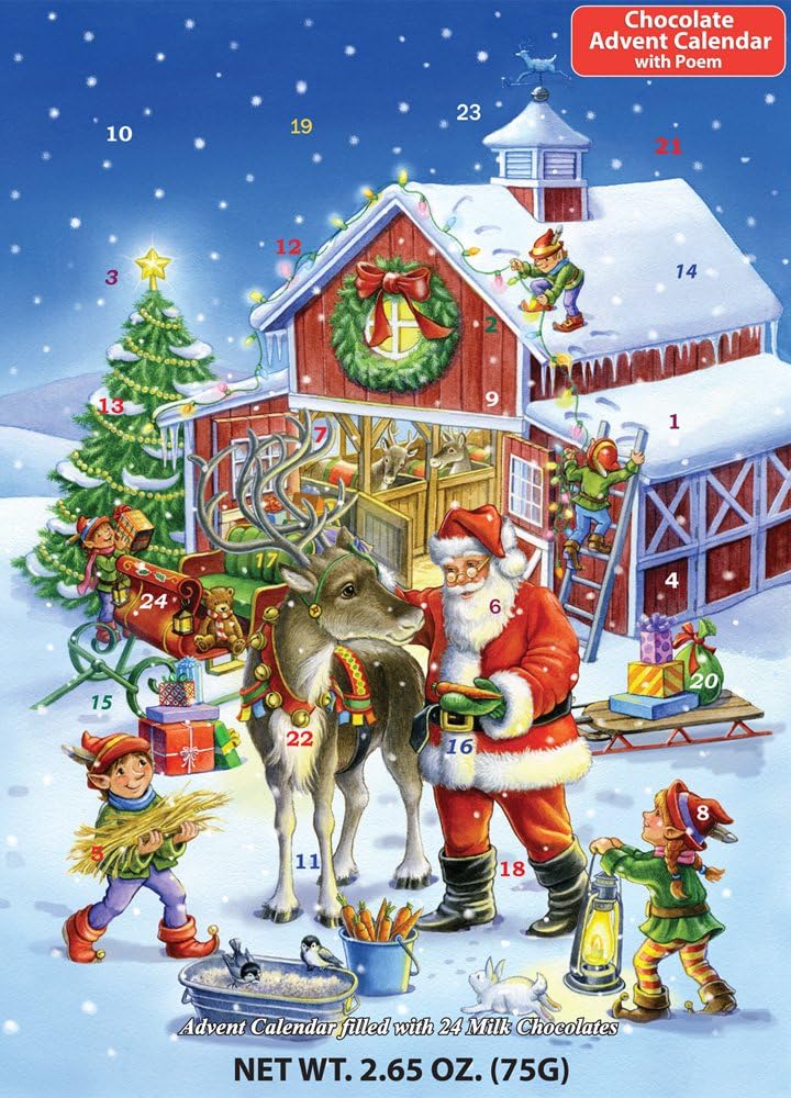 Vermont Christmas Company Ready Reindeer Chocolate Advent Calendar - 24 Milk Chocolate Christmas Treats - Advent Countdown Calendar
