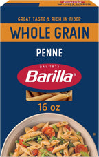 Barilla Whole Grain Penne Pasta, 16 oz. Box - Non-GMO, Made With 100% Whole Grain Durum Wheat - Great Source of Fiber