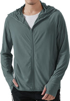Locachy Men's UPF 50+ Sun Protection Outdoor Lightweight Full Zip Hoodie Jacket Long Sleeve Fishing Hiking Performance Shirt