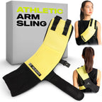 Athletic Arm Sling Class A Medical Device - Shoulder Sling Immobilizer for Injury Support - For Elbow & Wrist Too - Men & Women (X-Large Left, Yellow & Black)