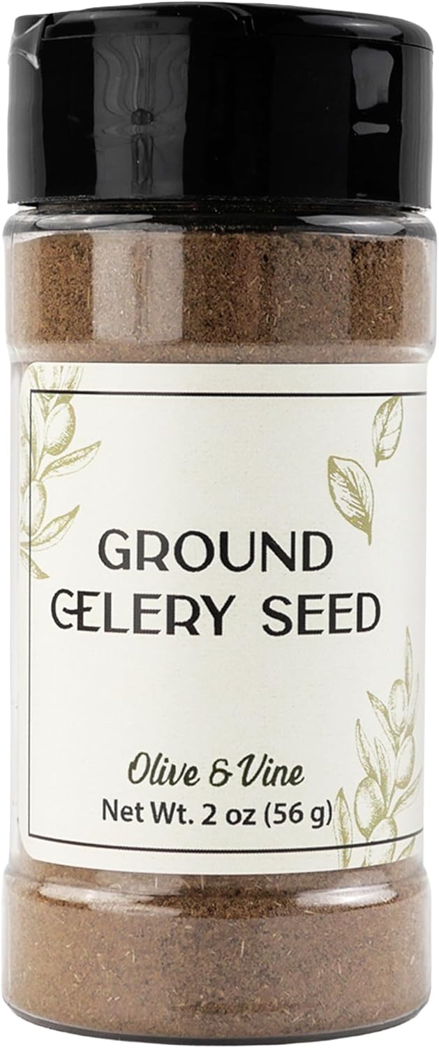 Olive & Vine Ground Celery Seed, Earthy Flavor, For Dressings & Marinades, Rich Tradition, Authentic Taste, For Global Recipes (2 Ounce)