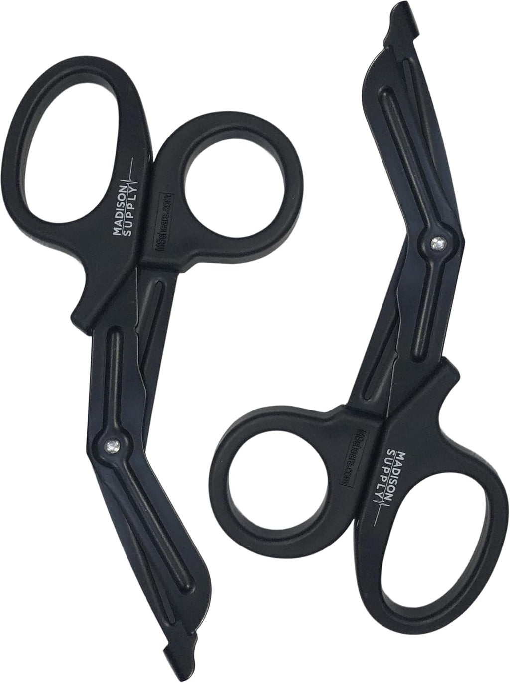 Madison Supply Medical Scissors, EMT and Trauma Shears - 7.5-Inch Bandage Scissors, Stainless Steel Medical Shears - Fluoride-Coated Blades for First Responders, Nurses, and Doctors (2 Pack, Black)