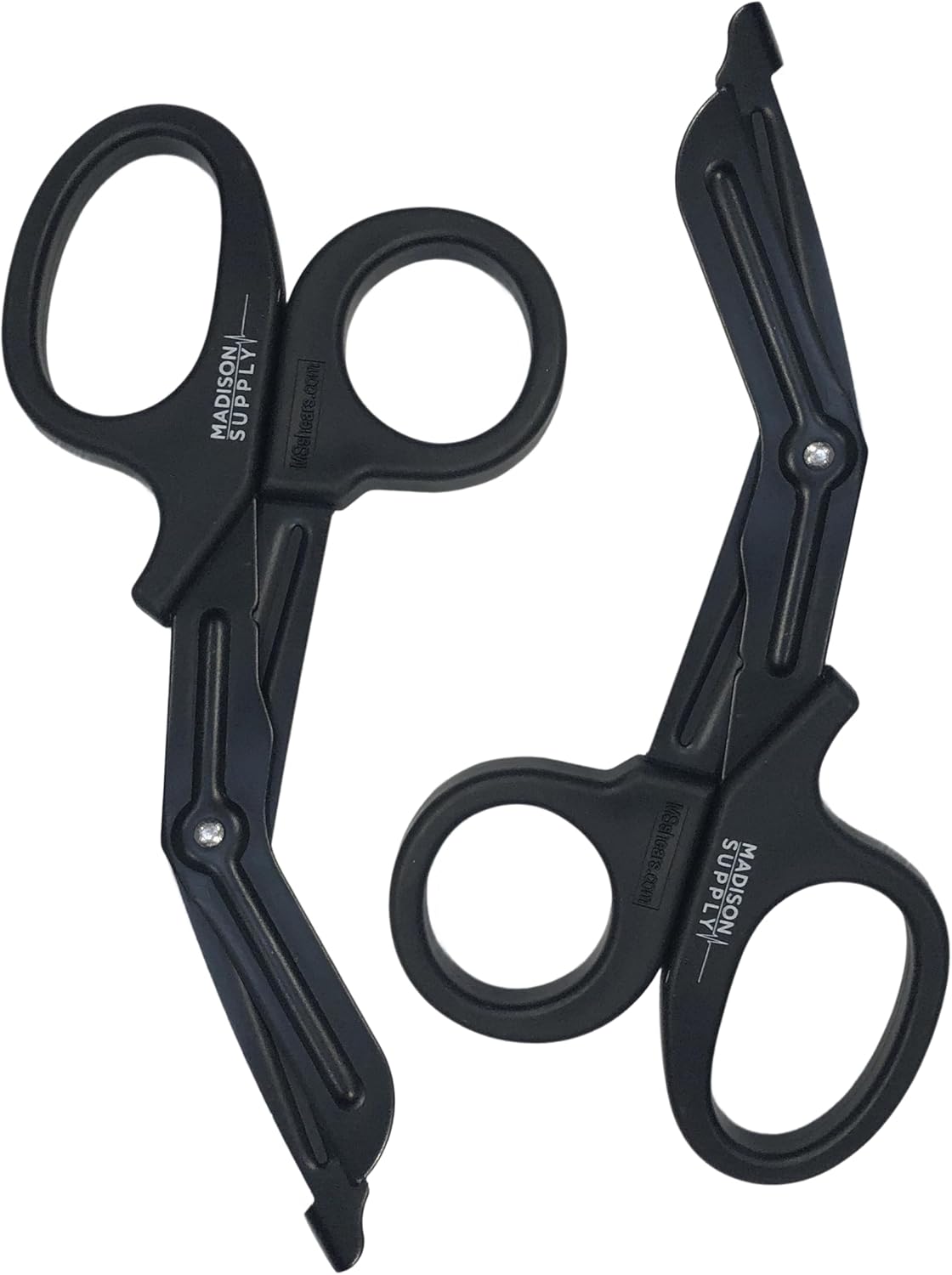 Madison Supply Medical Scissors, EMT and Trauma Shears - 7.5-Inch Bandage Scissors, Stainless Steel Medical Shears - Fluoride-Coated Blades for First Responders, Nurses, and Doctors (2 Pack, Black)