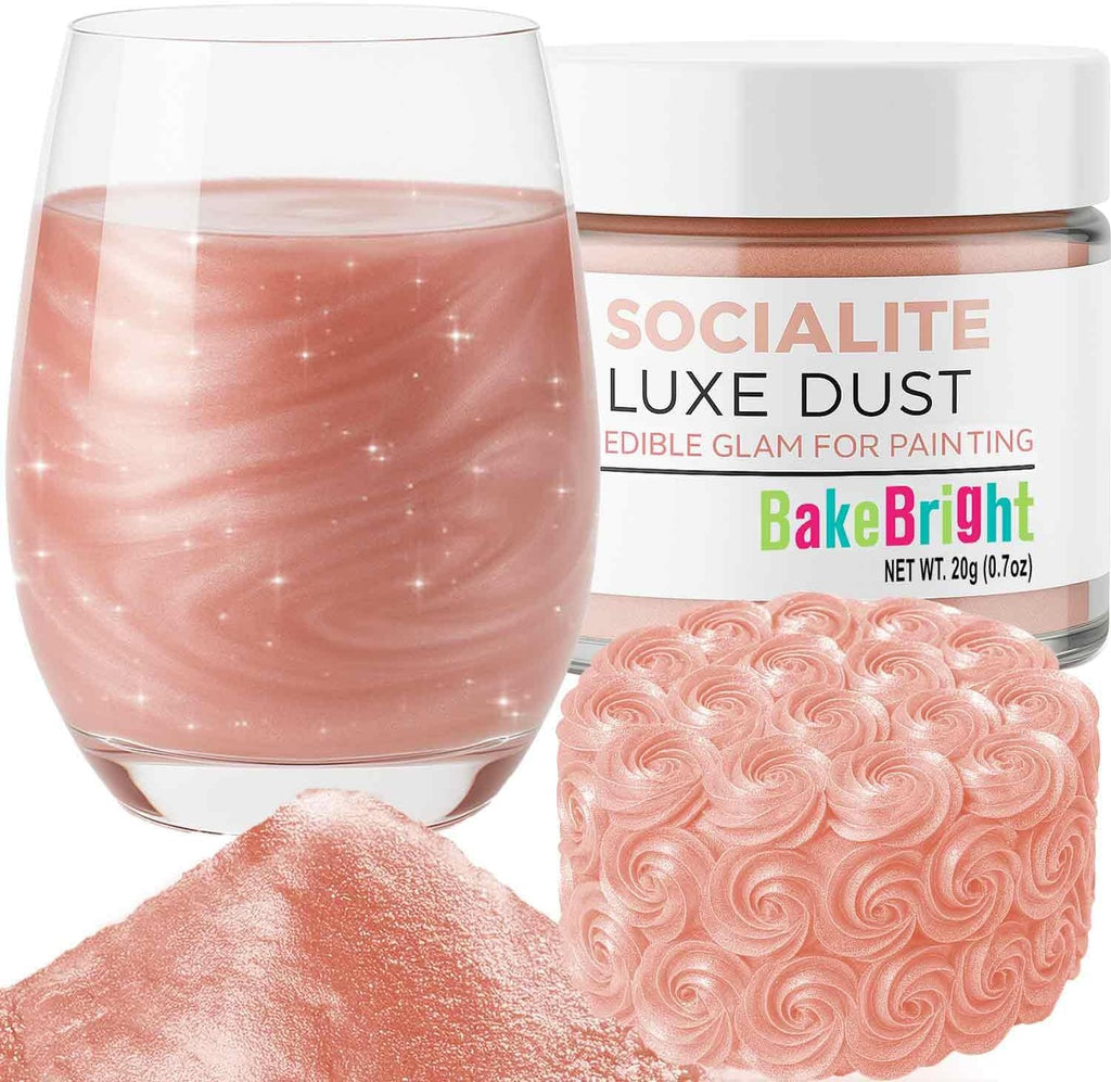 Bulk (20g) Rose Gold Luster Dust Edible Glitter for Cocktails | Premium Edible Rose Gold Luster Dust for Cake Decorations - Pink Edible Glitter for Drinks Cupcakes Cookies Cakes Food Paint