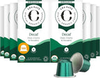 Cru Kafe Decaf USDA Organic Espresso Coffee Capsules (100 Pods) Fairtrade Coffee Pods Compatible with Nespresso Original Line and Pixie Machines