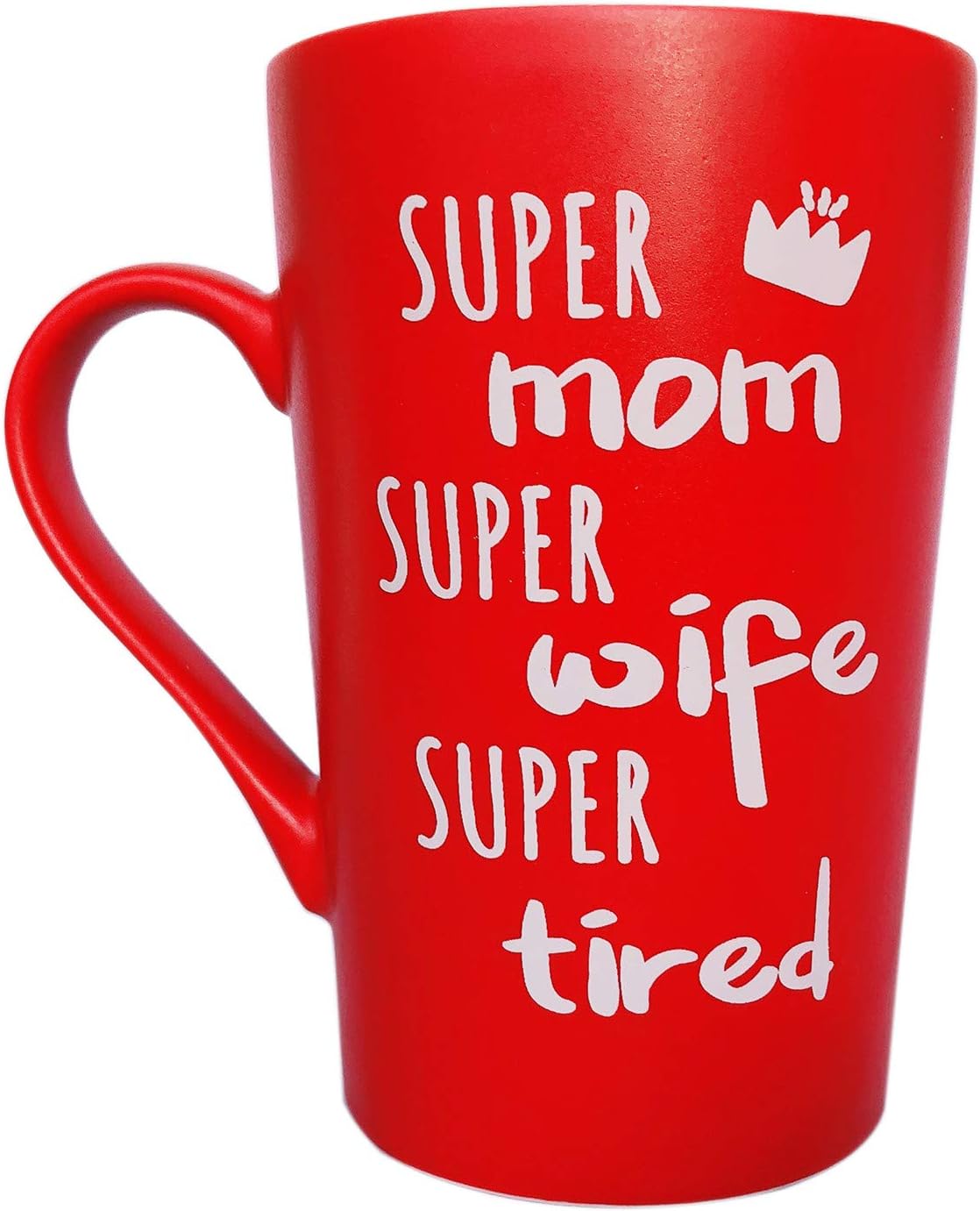 MAUAG Mother's Day Gifts Funny Coffee Mug for Mom Wife, Super Mom Super Wife Super Tired Cute Present from Daughter Son or Husband Fun Cup Red, 12 Oz