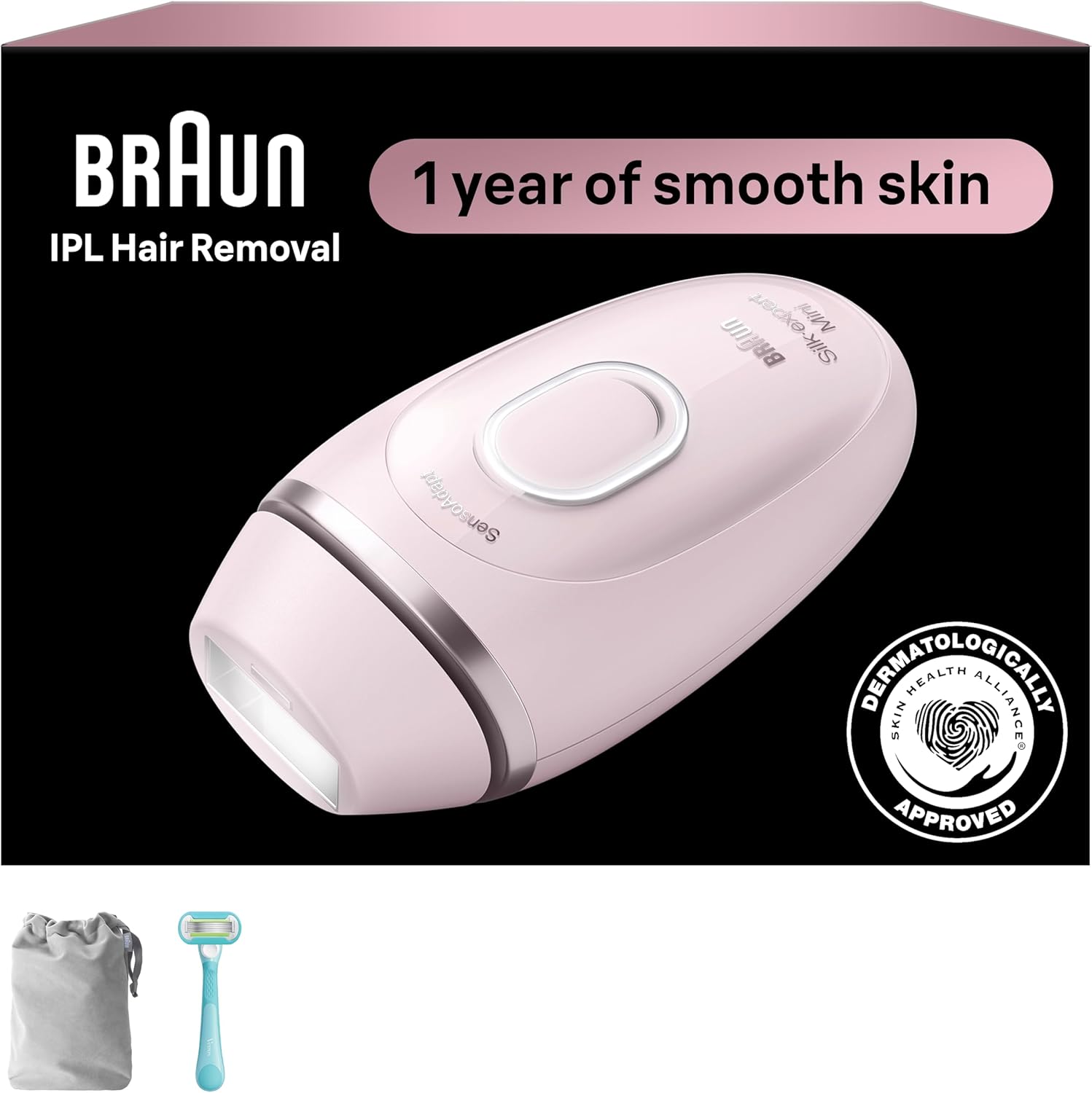 Braun IPL Mini, Silk·Expert Mini, IPL Hair Removal for Women and Men, Permanent Laser Hair Reduction At-Home, IPL1111