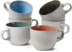 BTaT- Porcelain Coffee Mugs Set, 14 oz (415 ml), 6 Pack, Ceramic Coffee Mugs, Matte White Outside and Colorful Inside, Restaurant Cups for Tea, Cappuccino, Cocoa, Cereal, Mug Gift Set, Dishwasher Safe