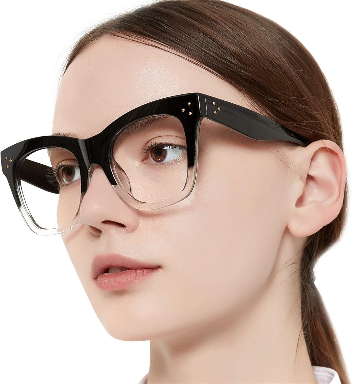 OCCI CHIARI Computer Glasses Women Anti Blue Light Glasses Women UV Blocking eyeglasses (Black-Clear, 0)