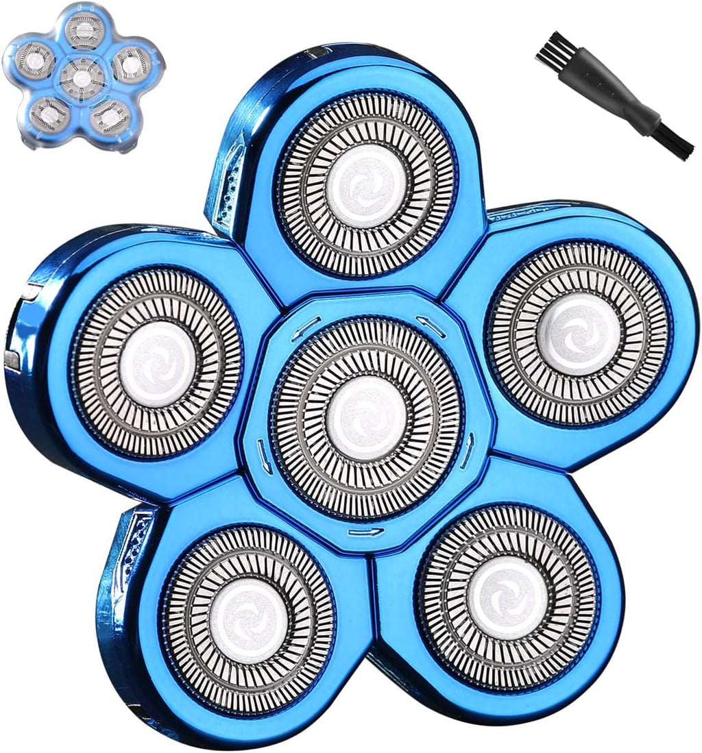 Universal Blue 6 Blades Shaver Replacement Heads for Head Shaver